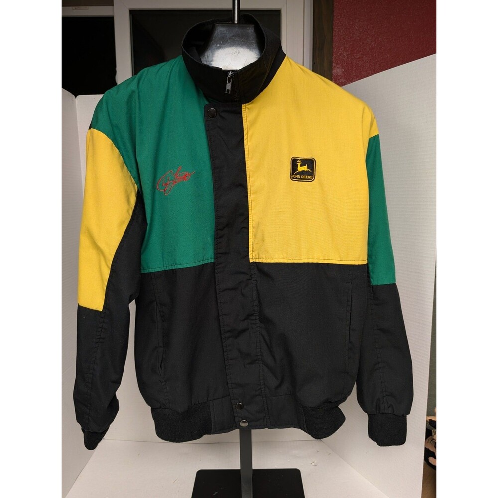 John Deere Motorsports Chad Little Racing NASCAR Color Block Jacket Med Coat VTG